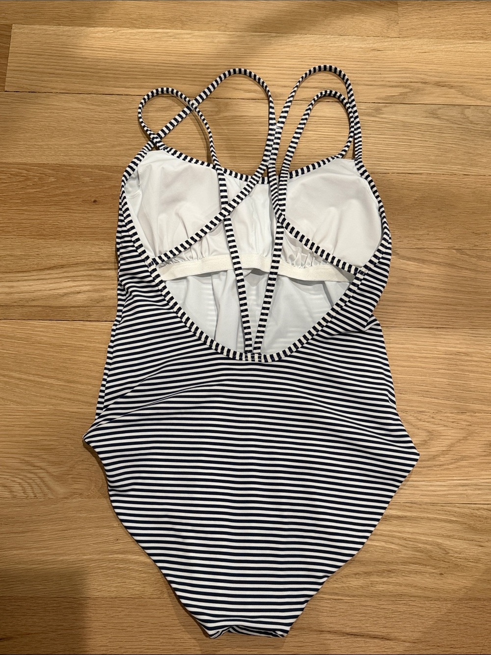 New Athleta Navy and White Striped One-Piece Swimsuit - Picture 3 of 3